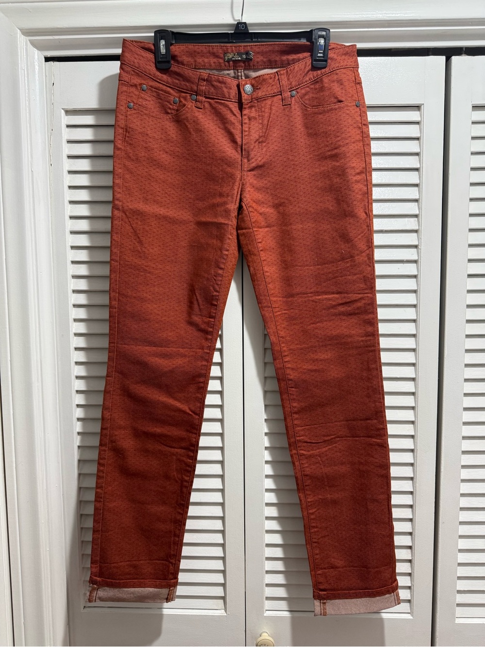 Prana Slim Straight Jeans in Rust Orange